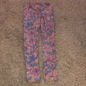 Pink Floral Lula Roe Size Tween Leggings
